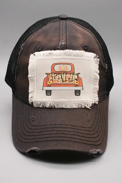 Fall Marquee Orange Truck Fall Patch Hat Cali Boutique