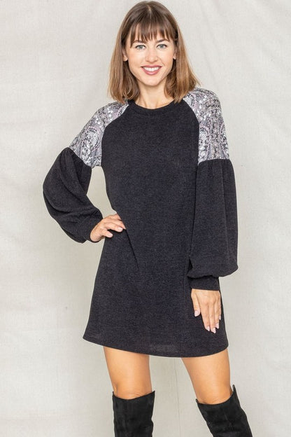 Paisley Shoulder Accent Tunic Dress