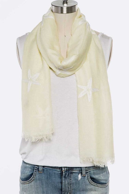 Starfish Soft Print Large Oblong Scarf