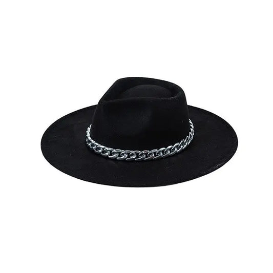 CHUNKY CHAIN FELT FEDORA HAT Bella Chic