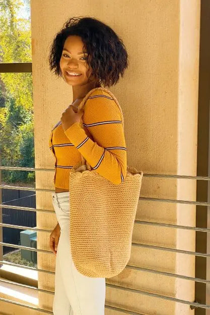 Knitted Scalloped Edge Tote Ellison and Young