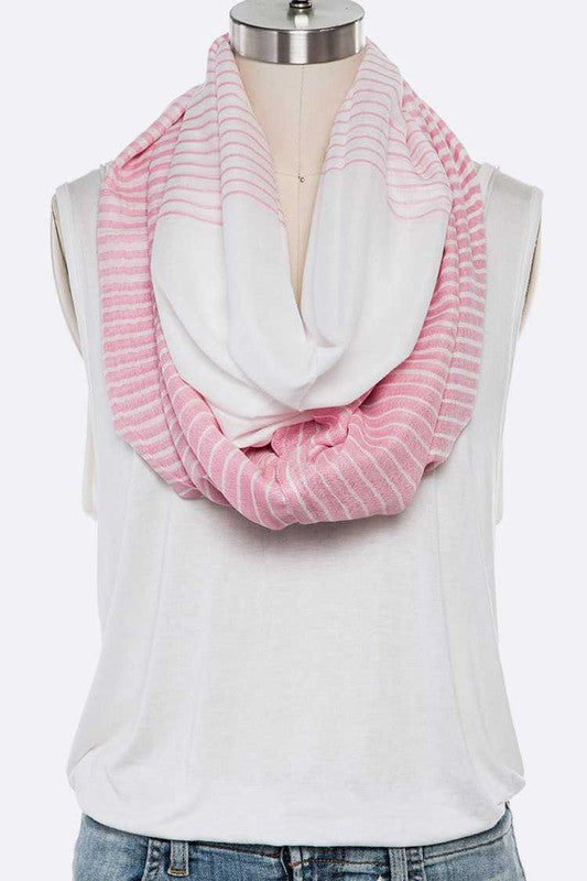 Gradient Stripe Printed Large Infinity Scarf