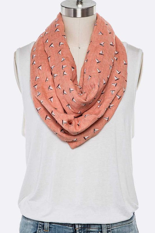 Mini Sailboat Print Cotton Infinity Scarf