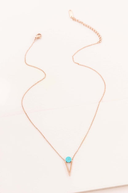 Tensly Point Stone Necklace Rose Gold