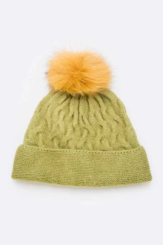 Wool Blend Fur Pom Slouchy Beanie LA Jewelry Plaza