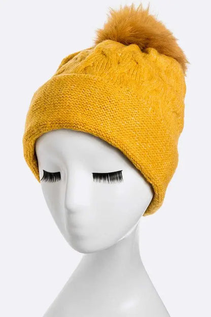 Wool Blend Fur Pom Slouchy Beanie LA Jewelry Plaza