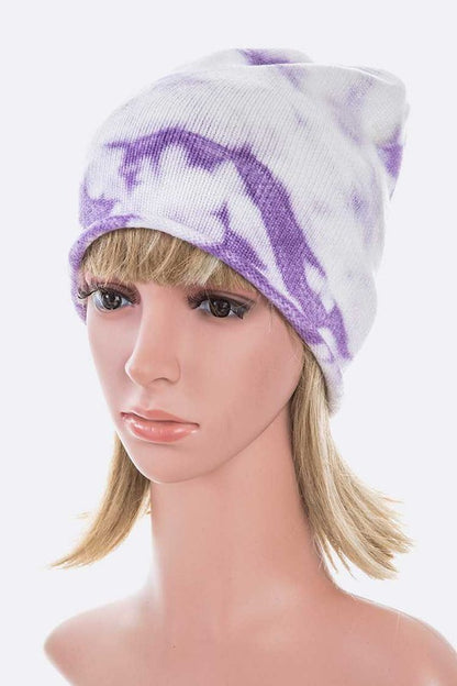 Tie Dyed Rolled Cuff Beanie