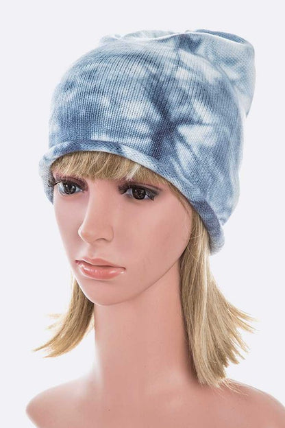 Tie Dyed Rolled Cuff Beanie