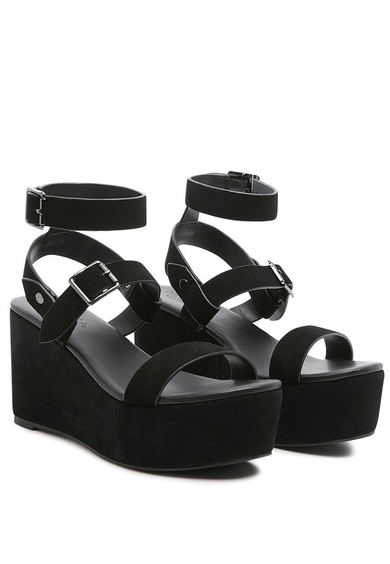 RAG&CO PORTIA LEATHER WEDGE SANDAL