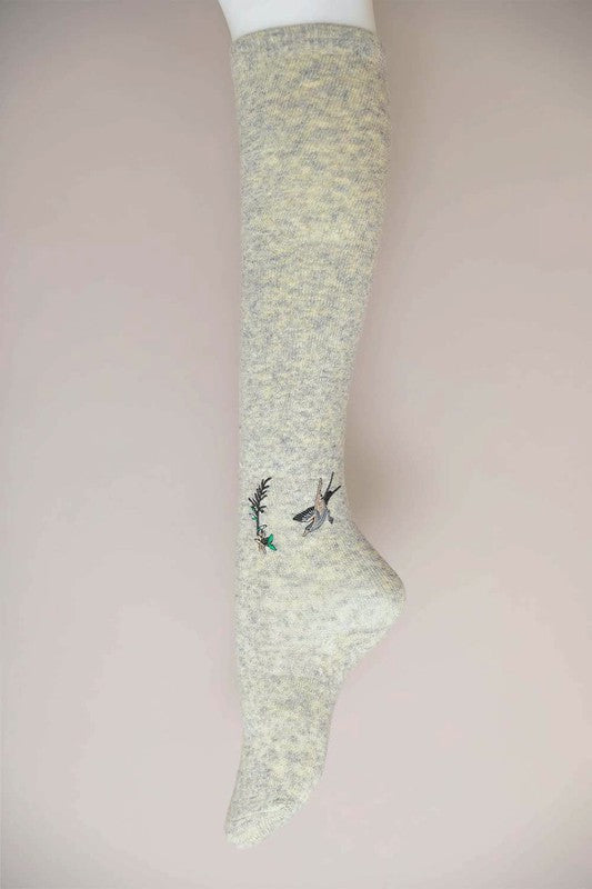 Hummingbird Wool Knee High Socks