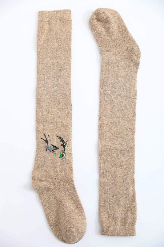 Hummingbird Wool Knee High Socks