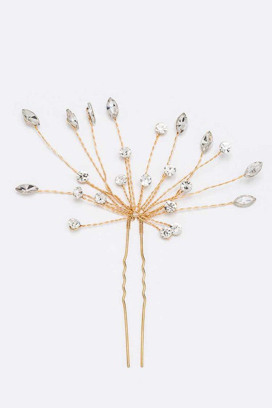 Crystal Accent Wired Bridal Hair Stick