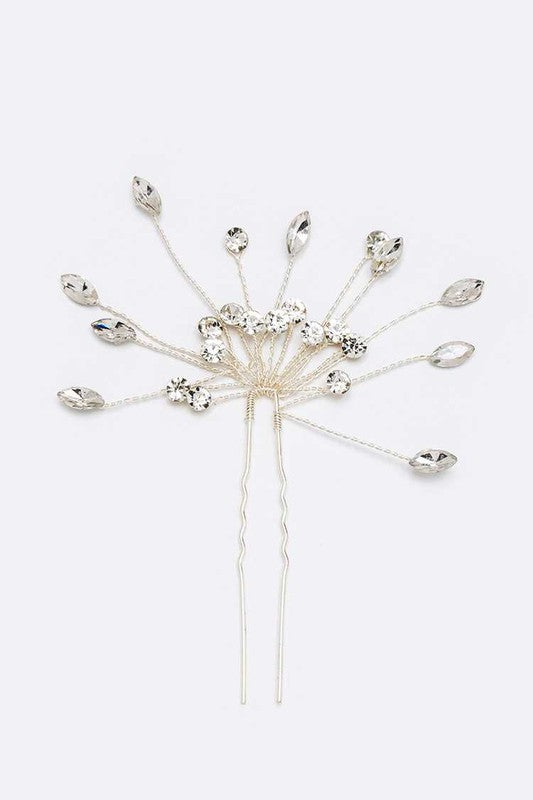 Crystal Accent Wired Bridal Hair Stick