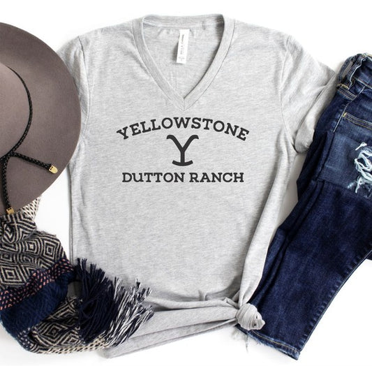 Yellowstone Dutton Ranch V Neck Tee