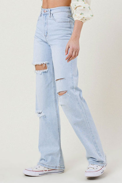 Distressed Wide Leg Jeans