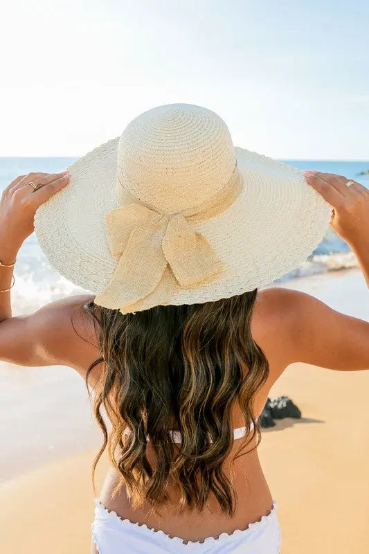 Scallop Edge Bow Accent Sunhat Aili's Corner