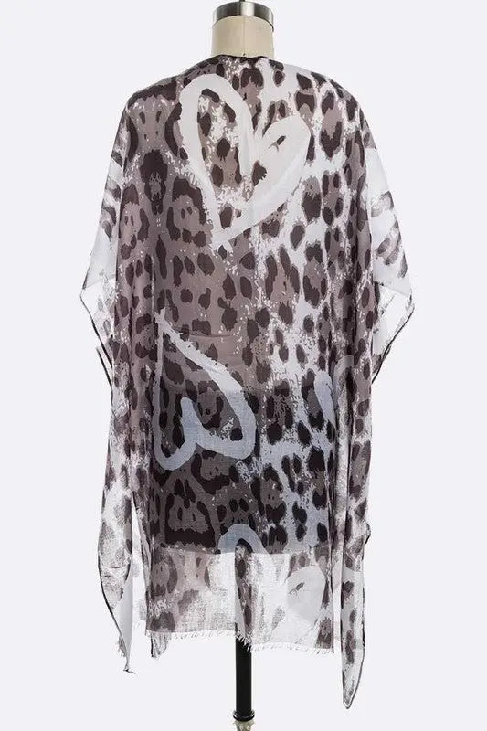 Snow Leopard Printed Kimono Cardigan LA Jewelry Plaza