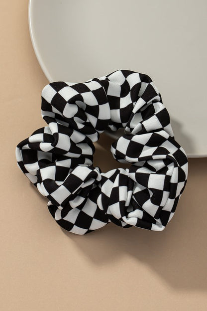 Check Pattern Soft Satin Hair Scrunchies