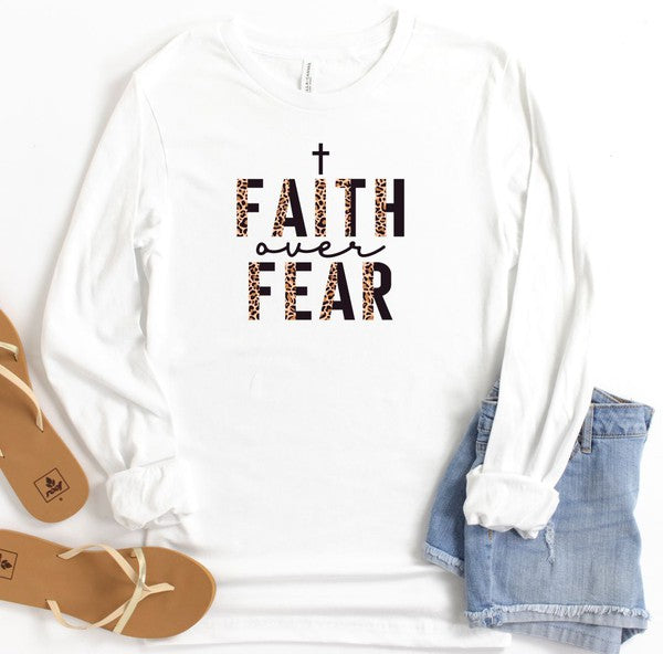 Faith Over Fear Leopard Long Sleeve Tee