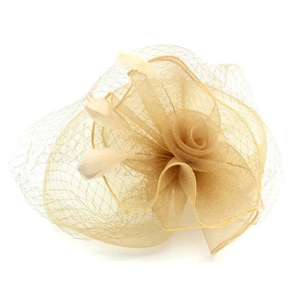 CLASSIC ROSE FASCINATOR W/ HEADBAND AND CLIP