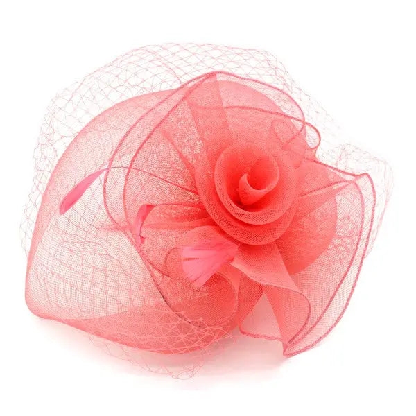 CLASSIC ROSE FASCINATOR W/ HEADBAND AND CLIP