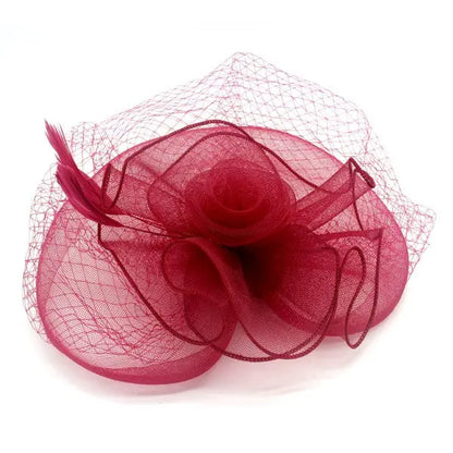 CLASSIC ROSE FASCINATOR W/ HEADBAND AND CLIP