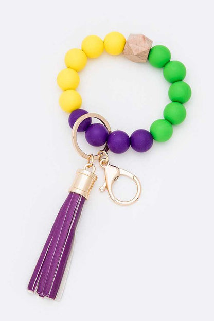 Large Beads Tassel Bracelet Key Chain