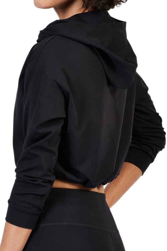 Cropped Hoodie Brushed Nylon