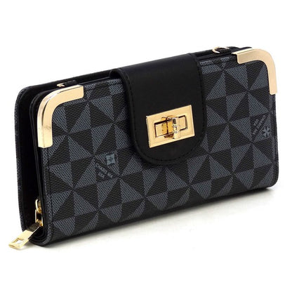 Monogram Turn Lock Crossbody Wallet