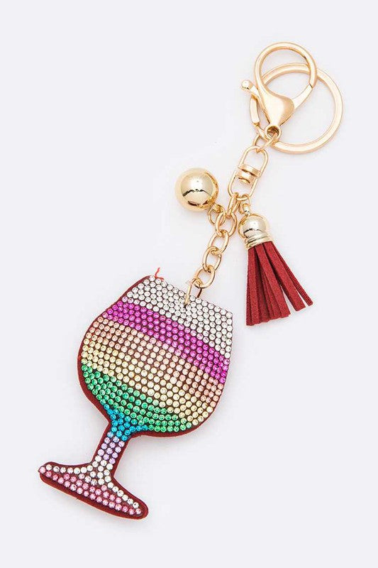 Mix Color Wine Glass Iconic Key Chain