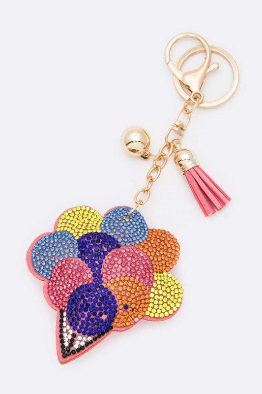 Rhinestone Balloon Pillow Key Chain