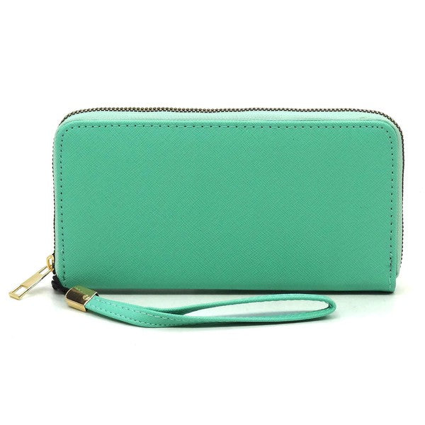 Saffiano Zip Around Wallet Wristlet