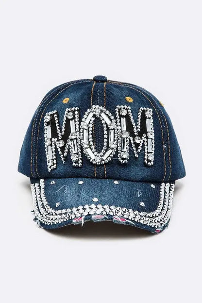 MOM Crystal Denim Cap