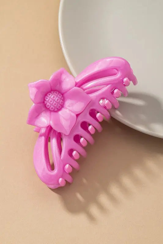 Large hair Claw clip with flower handle