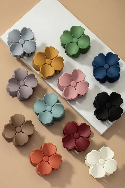 Matte Color Coated Flower Hair Claw Clip