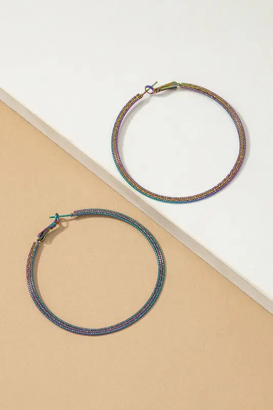 Holographic textured hoop earrings LA3accessories