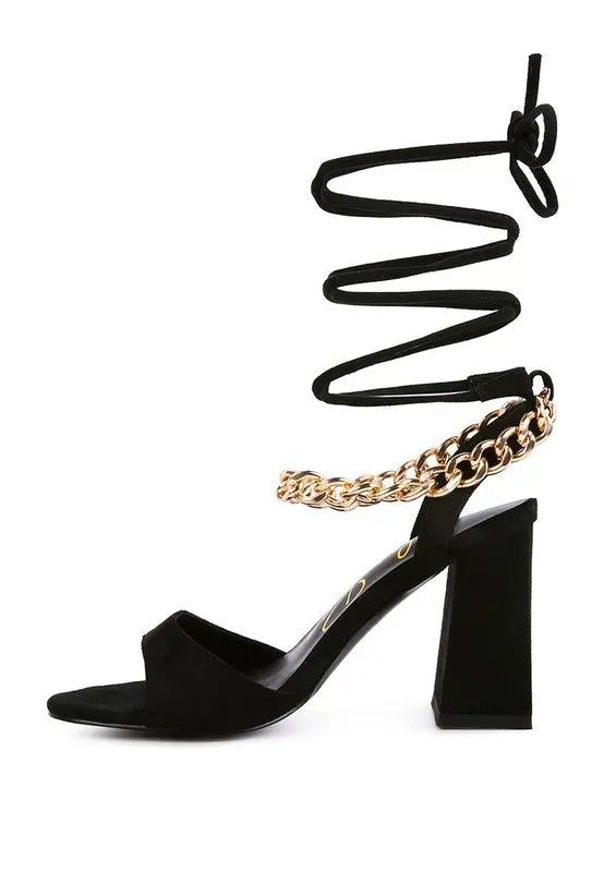 Gone Gurl Metal Chain Lace Up Sandals