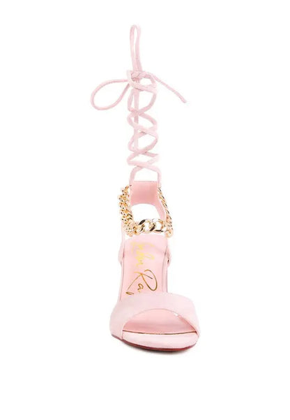 Gone Gurl Metal Chain Lace Up Sandals