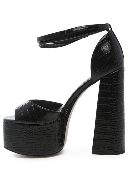 ALICE CROC PLATFORM HEELED SANDALS