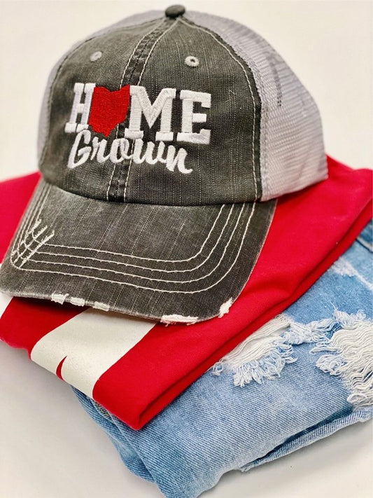 Cursive Font Home Grown Ohio Trucker Hat