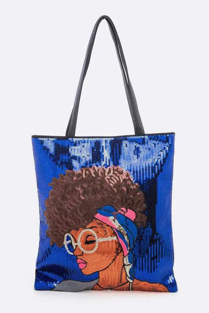 Glasses Girl Sequins Large Tote Bag Artini Accessories