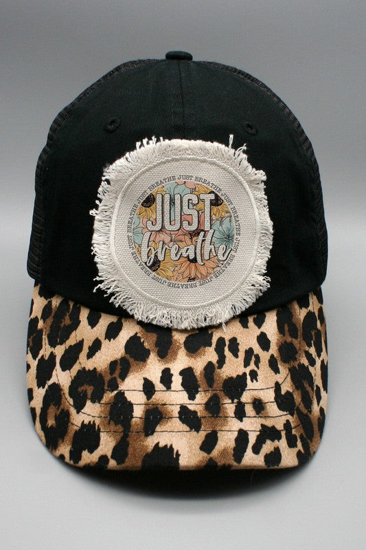 Just Breathe Sunflower Circle Patch Hat