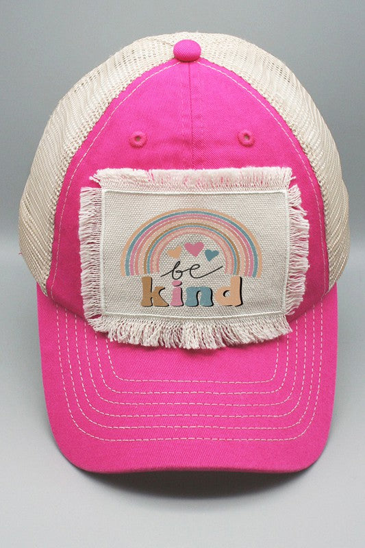 Be Kind Rainbow Hearts Patch Hat