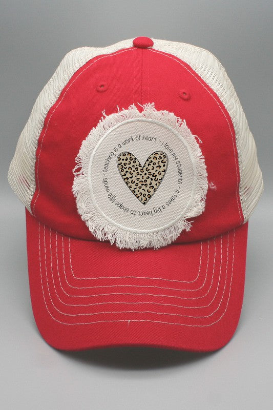 Teacher is a Work of Hear Leopard Circle Patch Hat