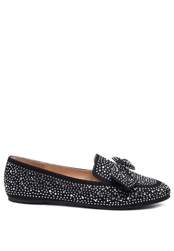 DEWDROPS EMBELLISHED CASUAL BOW LOAFERS Rag Company