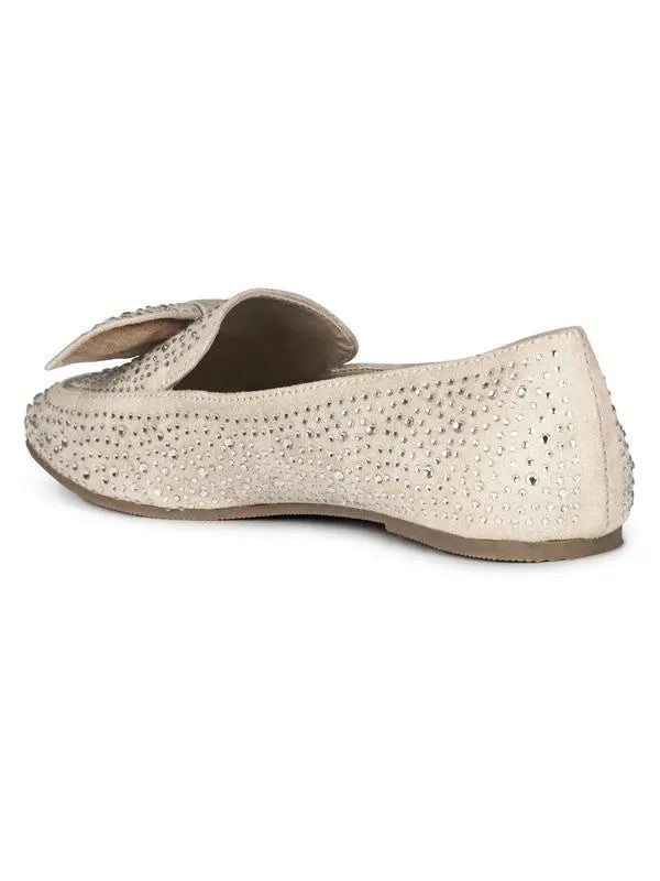 DEWDROPS EMBELLISHED CASUAL BOW LOAFERS Rag Company