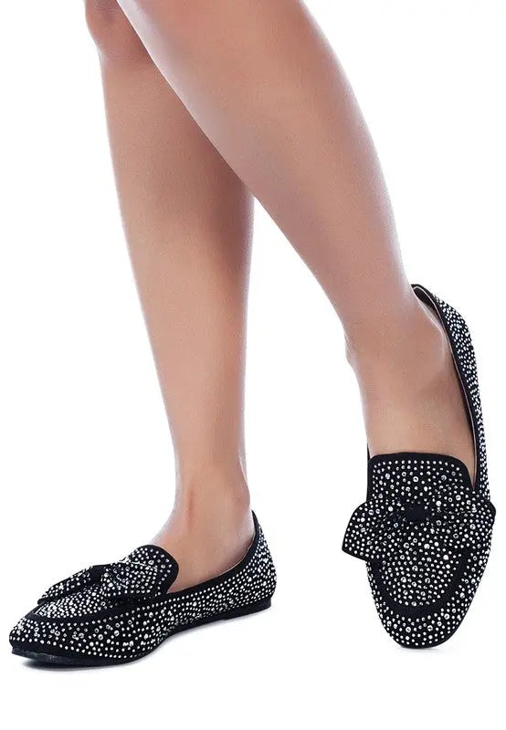 DEWDROPS EMBELLISHED CASUAL BOW LOAFERS Rag Company