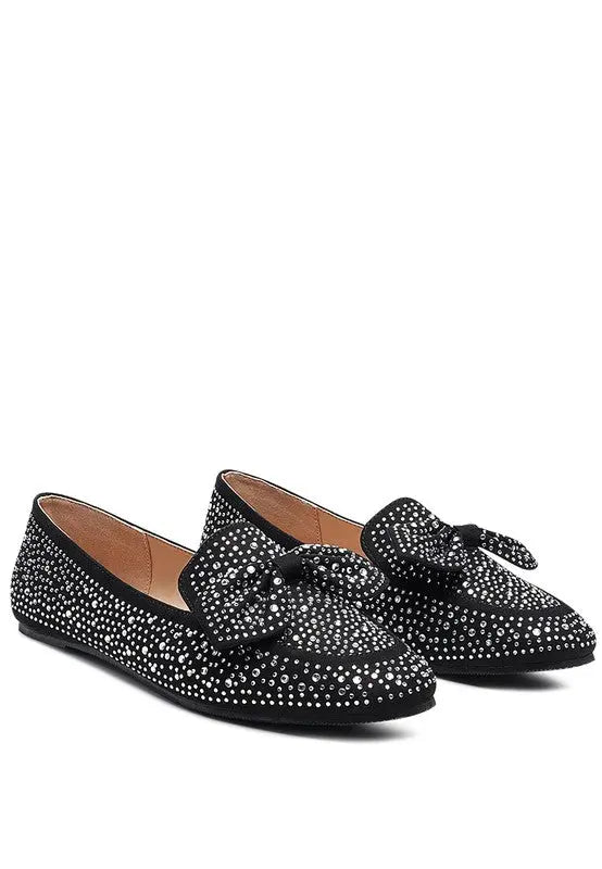 DEWDROPS EMBELLISHED CASUAL BOW LOAFERS Rag Company