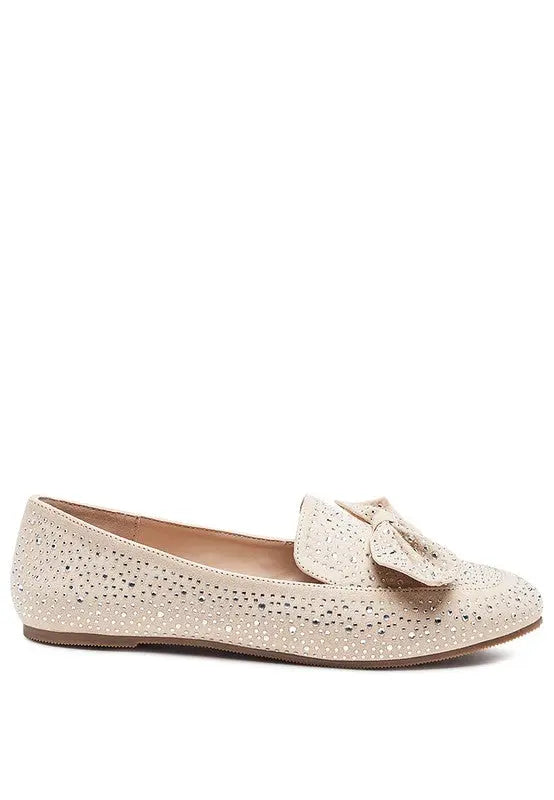 DEWDROPS EMBELLISHED CASUAL BOW LOAFERS Rag Company