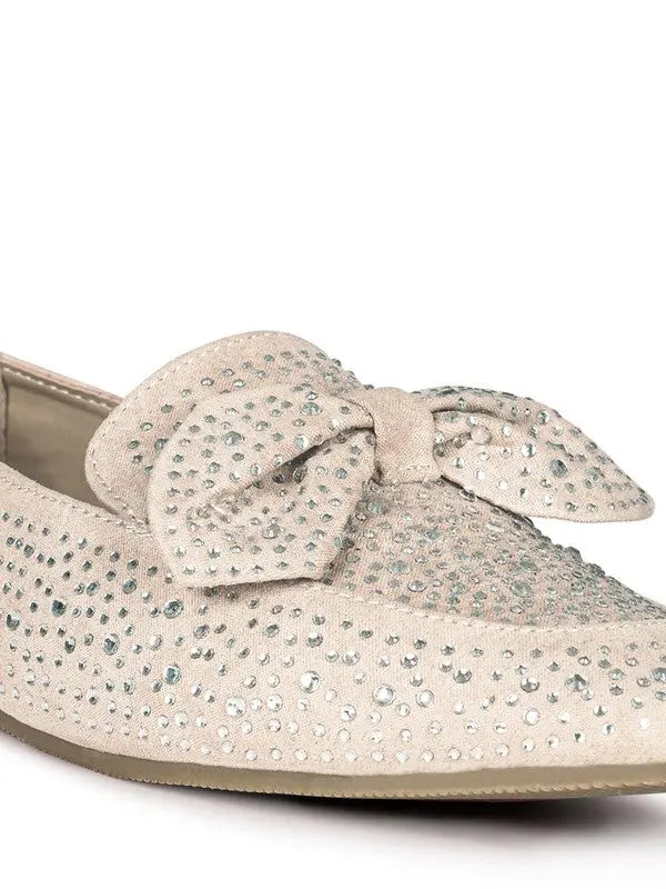 DEWDROPS EMBELLISHED CASUAL BOW LOAFERS Rag Company